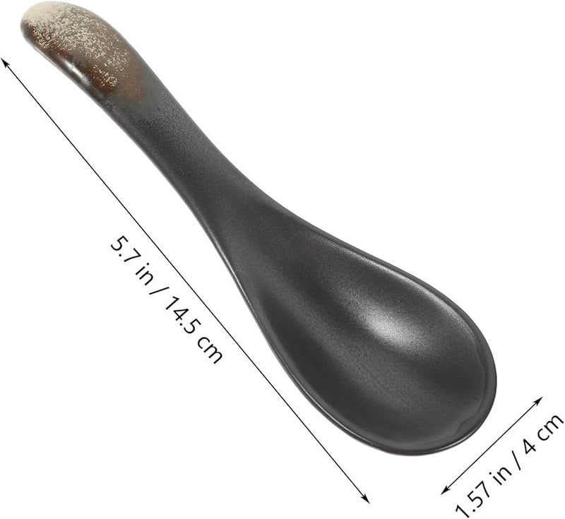 Ceramic Soup Spoons Short Handle Marble Pattern Porridge Spoons 4pcs Set Tableware - Image 2
